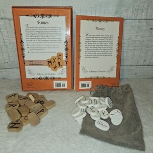 Two Sets Of Rune Stones Wooden White Stone With Runes: The Alphabet of the Gods
